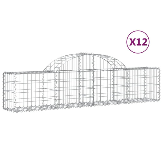 Cestas De Gaviones 12 Uds Forma De Arco Hierro 200x30x40/60 Cm_0