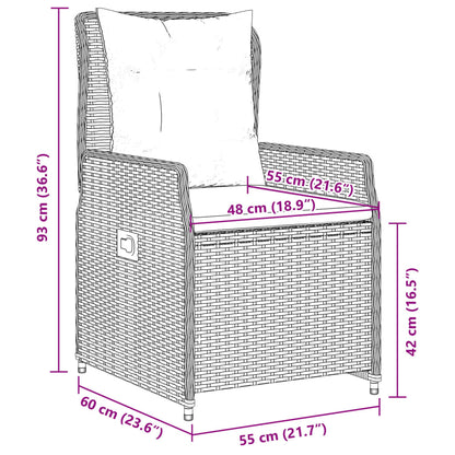 Set Comedor De Jardín 9 Pzas Con Cojines Ratán Sintético Beige / Vetonek_1