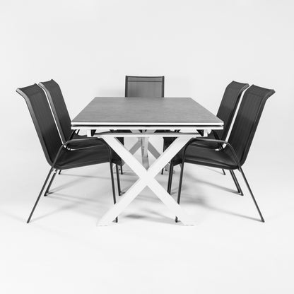Conjunto De Mesas Y Sillas De Exterior, Reforzado, Aluminio, Color Blanco Y Negro_3