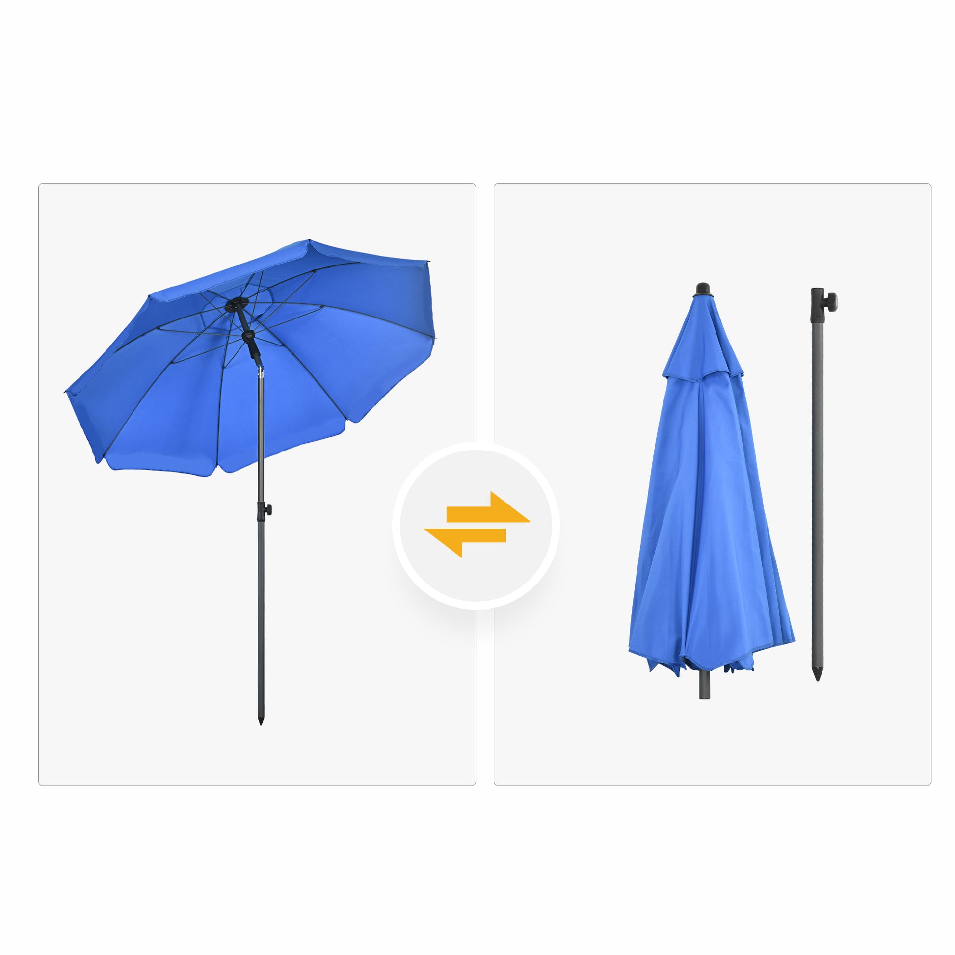 Outsunny Sombrilla De Playa Grande Ø180 Cm Con Ángulo Ajustable Azul_3