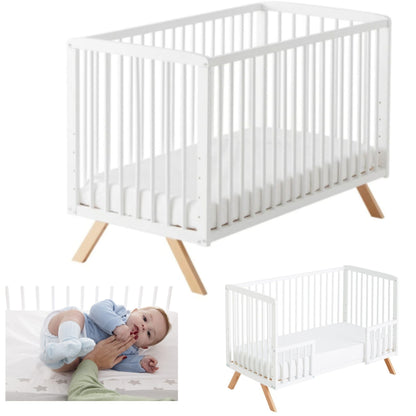 Cuna Convertible Nuru Con Kit Colecho Para Unir A La Cama Y Barandillas Blancas. Conforme A Normativa Europea_0