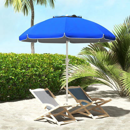 Outsunny Sombrilla De Playa Ø175x205 Cm Con 2 Portavasos Apertura Manual Azul_1