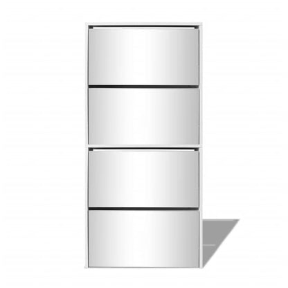 Vidaxl Mueble Zapatero 4 Compartimentos Espejo Blanco 63x17x134 Cm_3