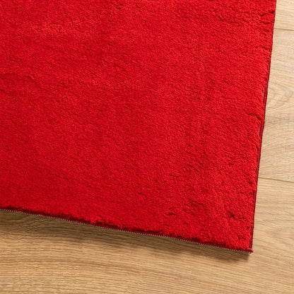 Alfombra De Pelo Corto Suave Lavable Huarte Rojo 200x200 Cm / Vetonek_2