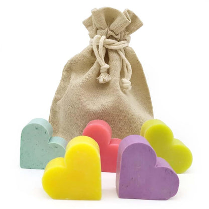 Bolsa De Yute Con 5 Jabones - Aroma Pomelo - Jabón De Glicerina Con Forma De Corazón - Detalle Para Invitados_5