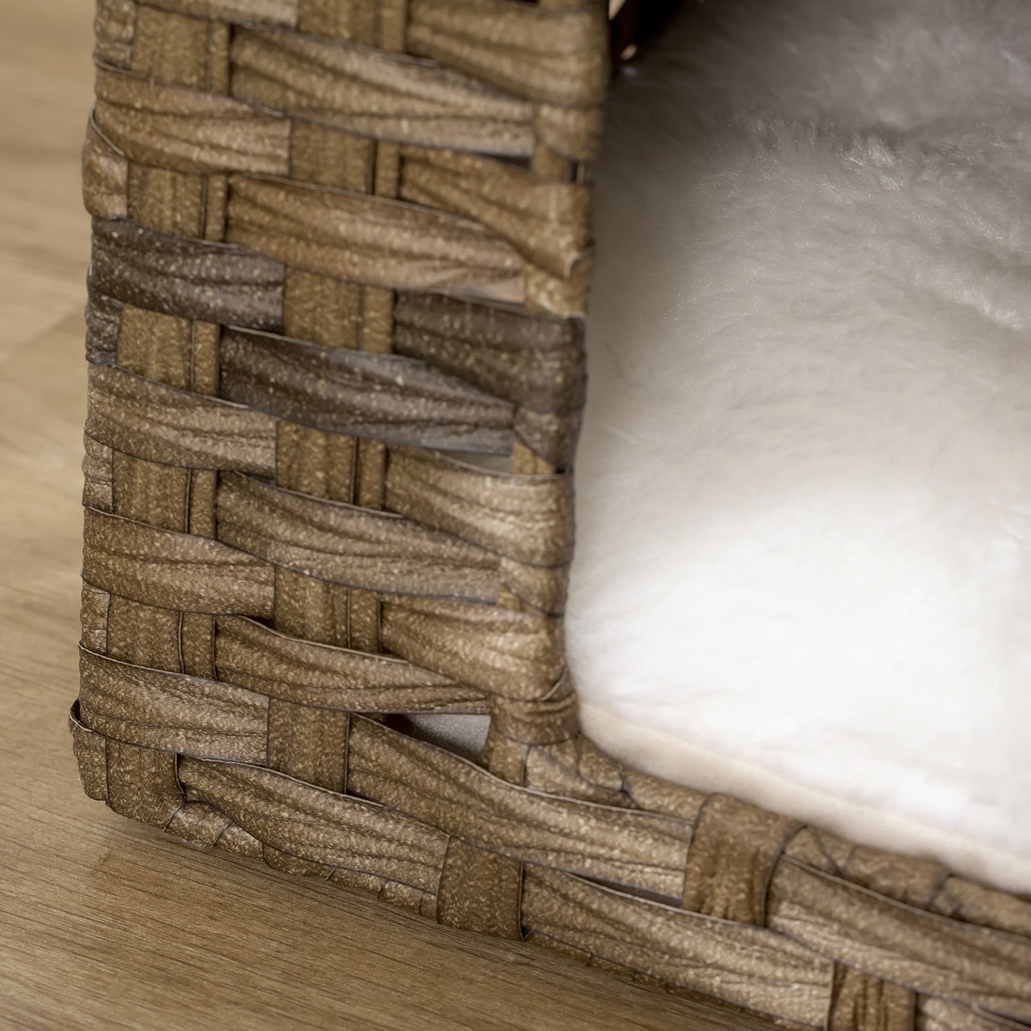 Pawhut Rascador Gatos De Ratán Con Cueva Camas Postes De Sisal Cojines Lavables_4