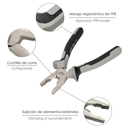 Alicates Universales 200 Mm. Acero Cromo Vanadio Din-iso 5746