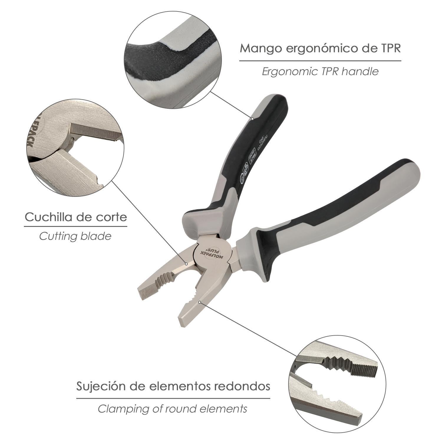 Alicates Universales 200 Mm. Acero Cromo Vanadio Din-iso 5746