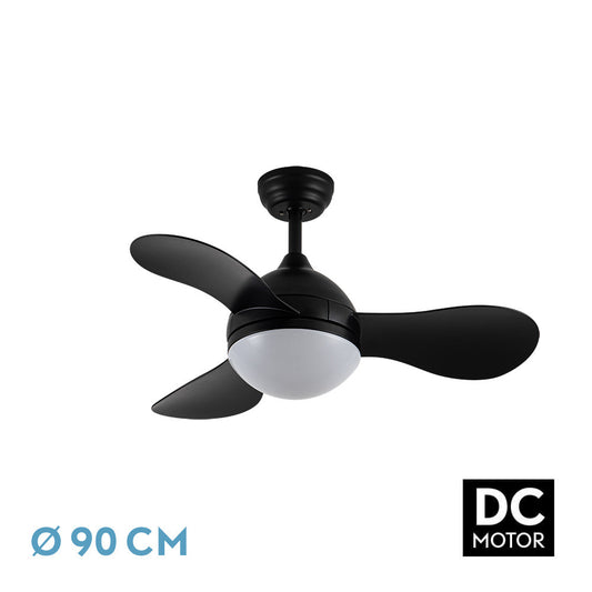 Ventilador Dc Solido 24w Negro 3aspas 91d 2640lm 3000-4000-6500k Remoto+memoria+temporizador_0
