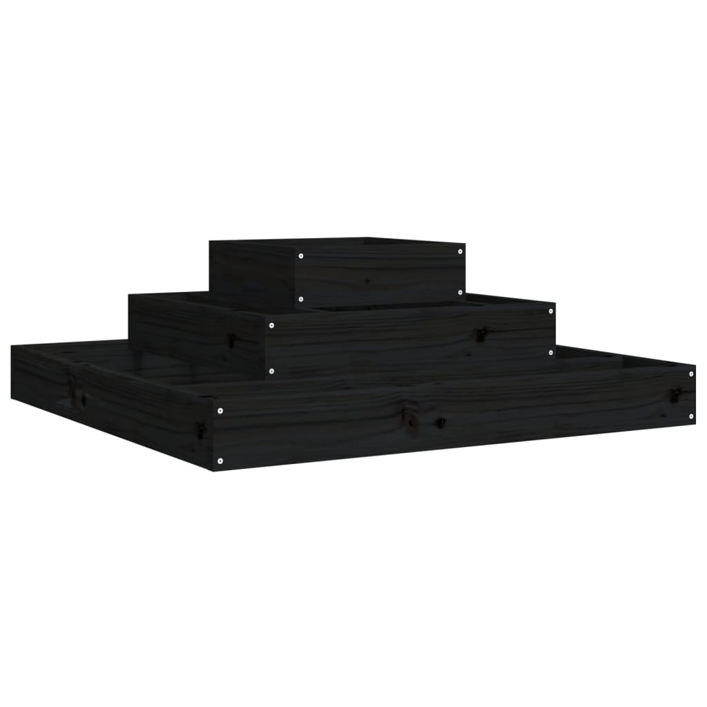 Jardinera De Madera Maciza De Pino Negro 80x80x27 Cm_0
