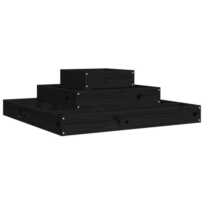 Jardinera De Madera Maciza De Pino Negro 80x80x27 Cm_0