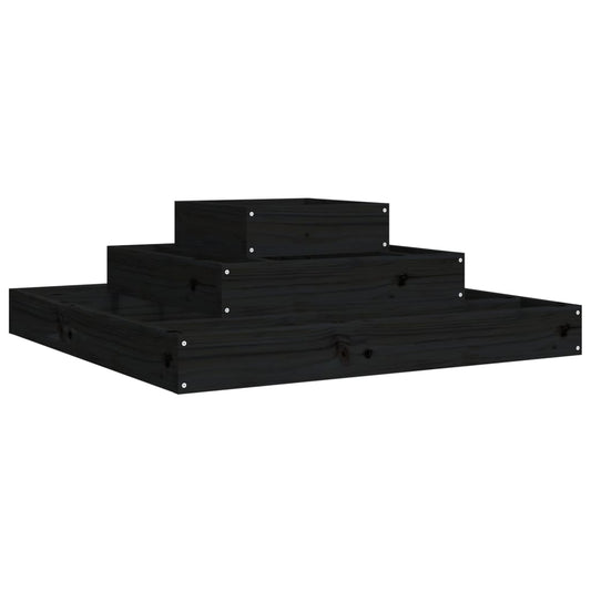 Jardinera De Madera Maciza De Pino Negro 80x80x27 Cm_0