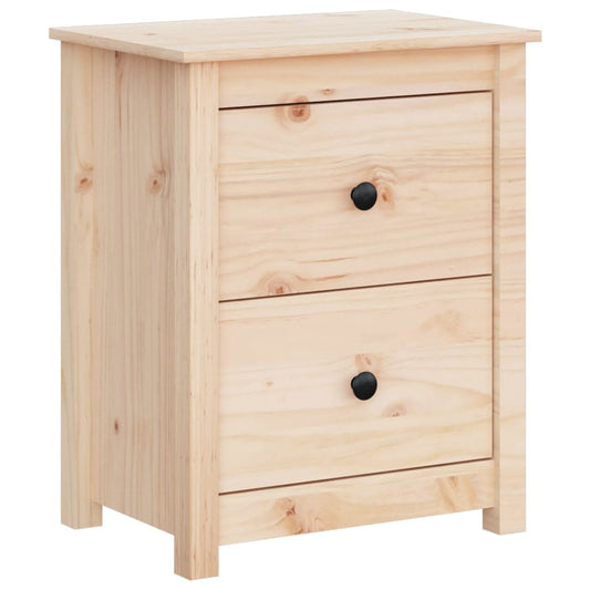 Mesita De Noche Madera Maciza De Pino 50x35x61,5 Cm_0