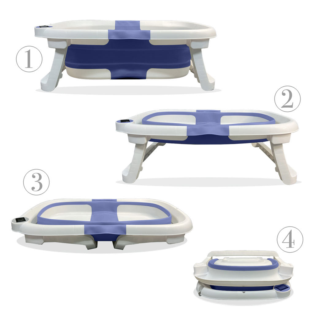 Bathby Bañera Bebé Plegable Con Termómetro, Cojín Antideslizante, Patas Antideslizantes (azul Oasis)