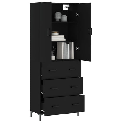 Aparador Alto Madera Contrachapada Negro 69,5x34x180 Cm_2