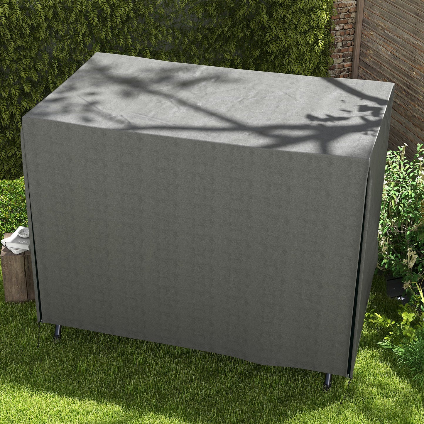 Outsunny Funda Balancín Jardín Con 2 Cremalleras 205x124x164 Cm Gris Oscuro_3