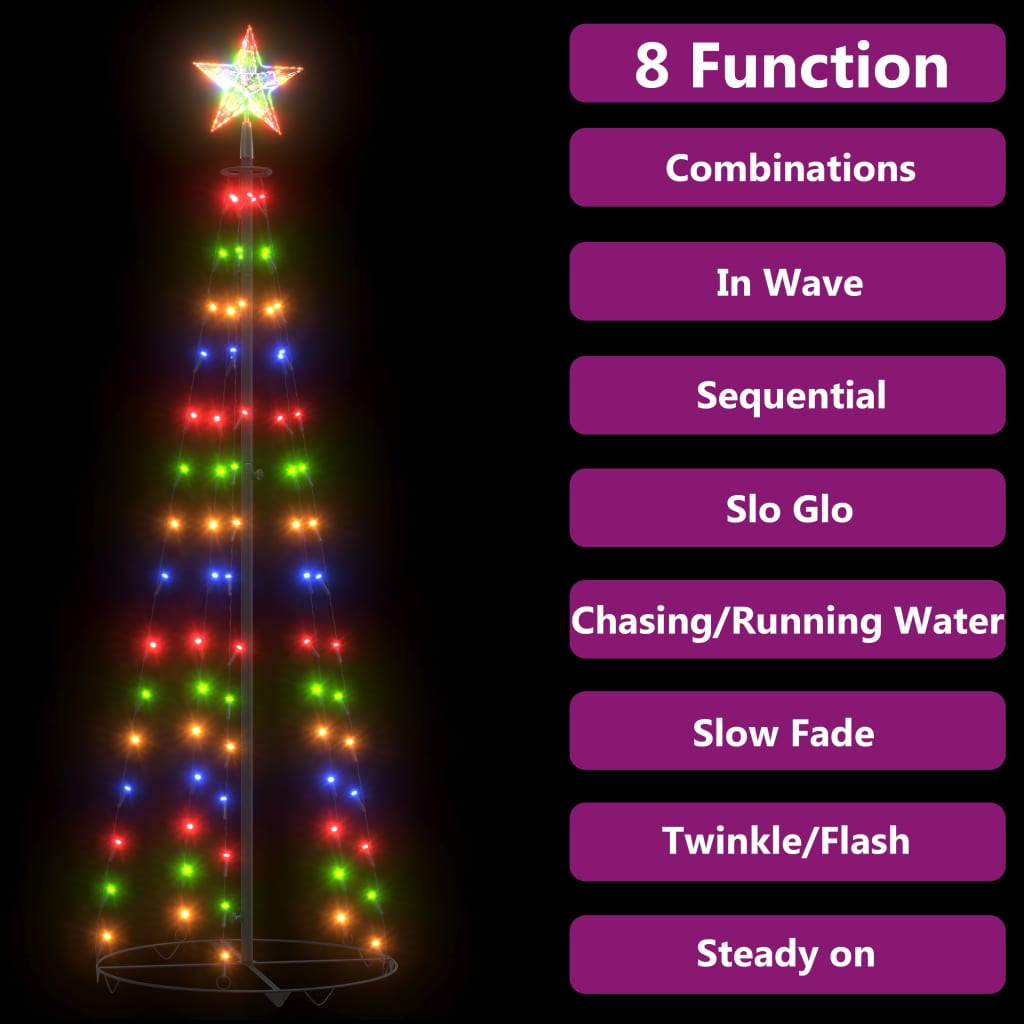 Árbol Cono De Navidad 84 Leds Decoración Colores 50x150 Cm / Vetonek_3