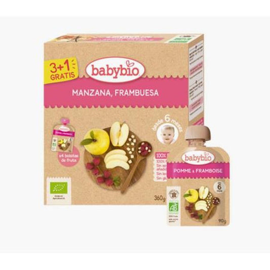 Saco PRESENTE Maçã e Framboesa, 4x90 g. Babybio