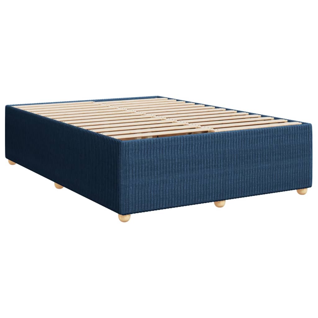 Cama Box Spring Con Colchón Tela Azul 140x190 Cm / Vetonek_4