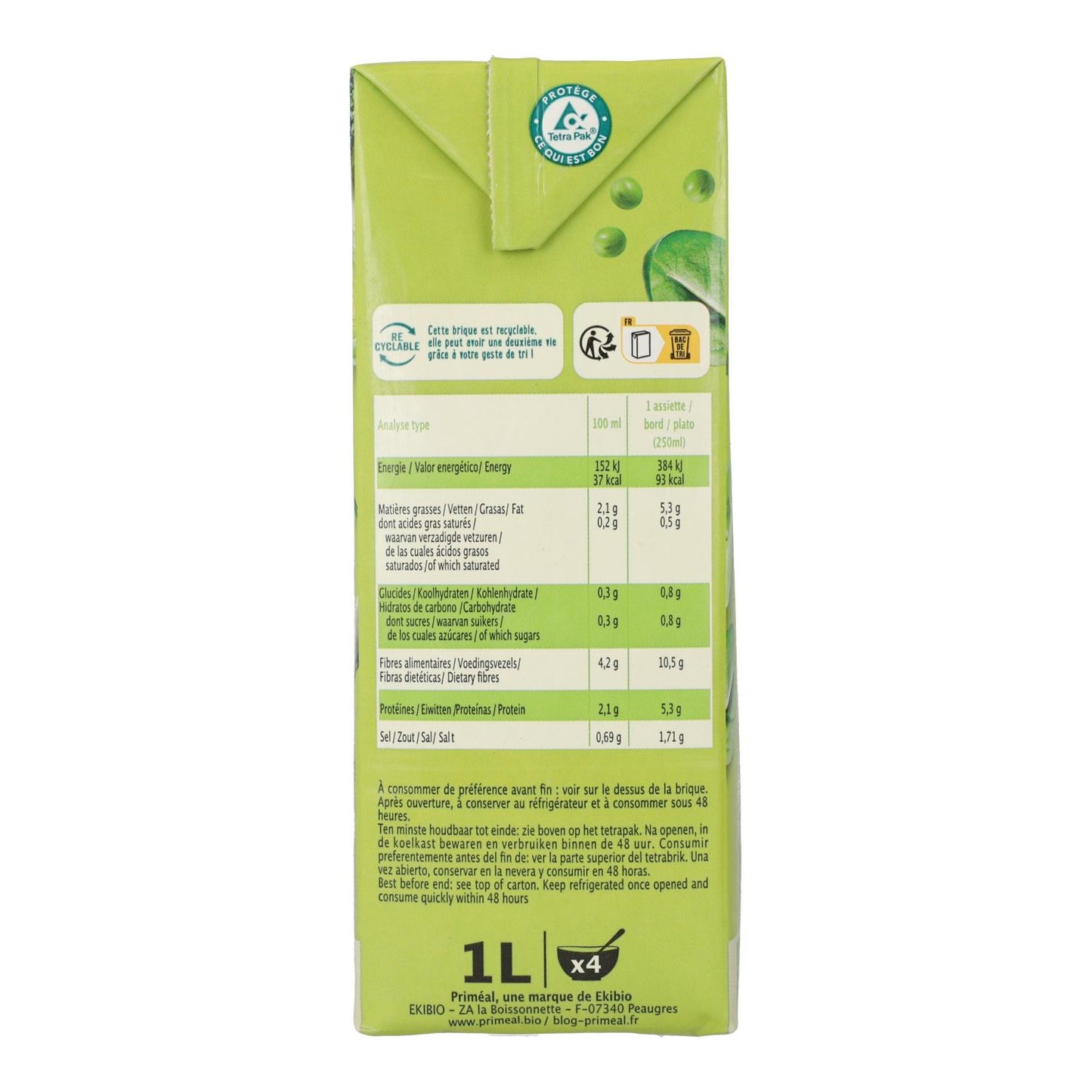Creme Vegetal Verde Primeal, 1 L