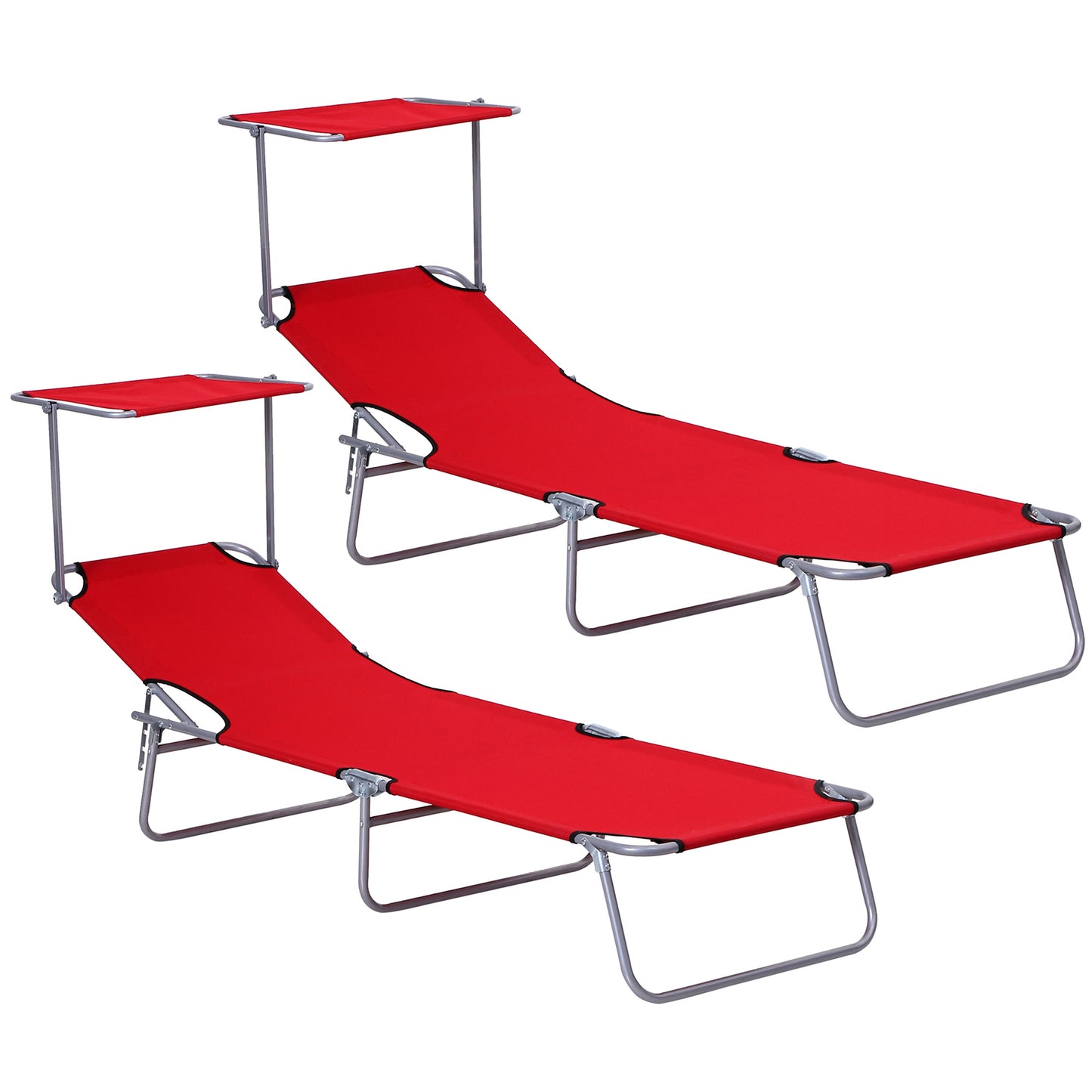 Outsunny Set De Tumbonsa Plegables Con Toldo Desmontable Respaldo Ajustable Rojo_0