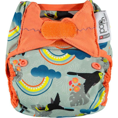 Capa de fralda de bambu reutilizável com velcro e encaixe Toucan Close Parent