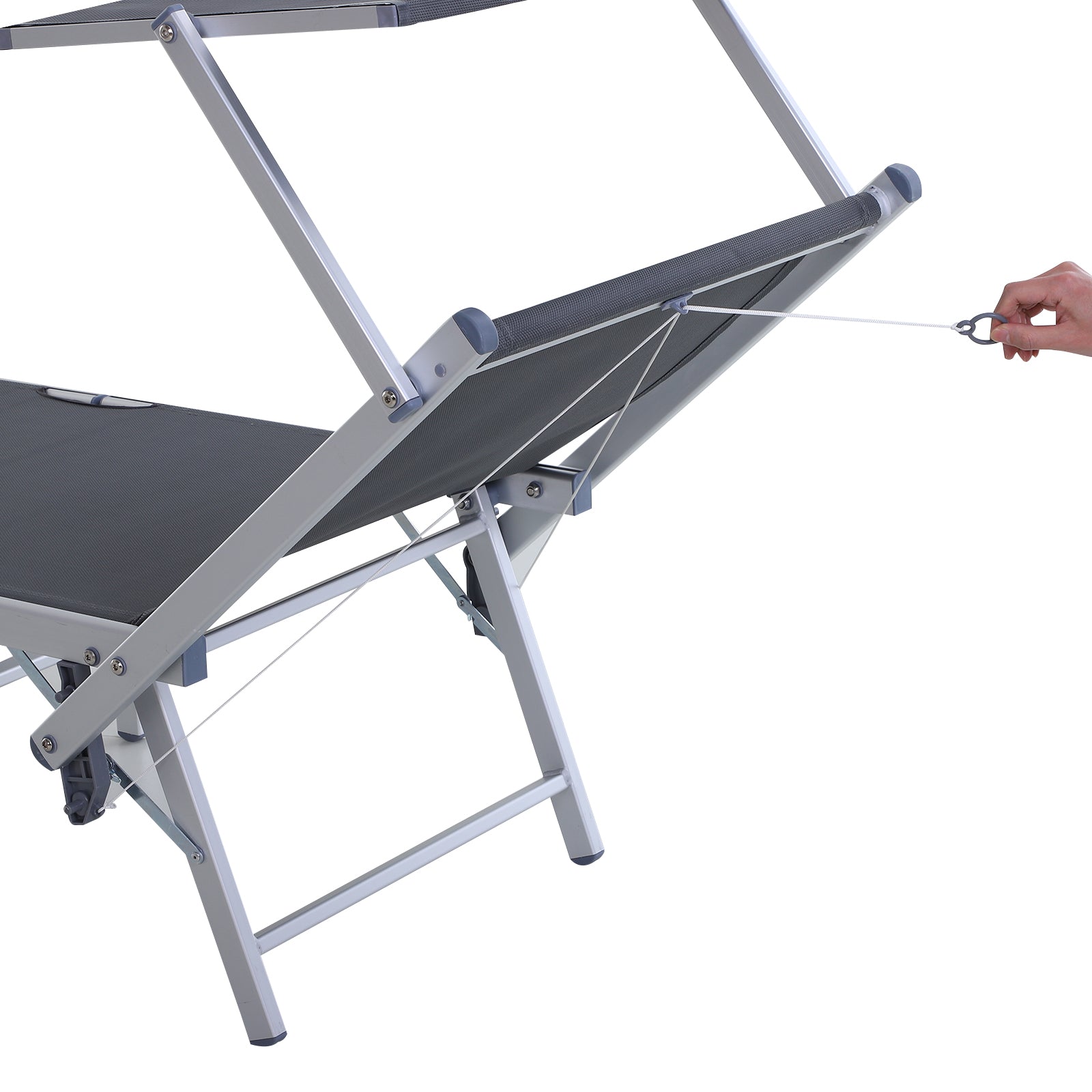 Outsunny Tumbona Reclinable Y Plegable Con Toldo 169x72x50/70cm Gris_4