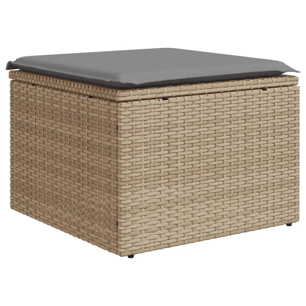 Set De Sofás De Jardín 11pzas Con Cojines Ratán Sintético Beige / Vetonek_1