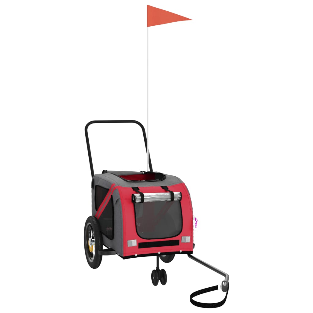 Remolque De Bicicleta Mascotas Hierro Tela Oxford Rojo Negro_2