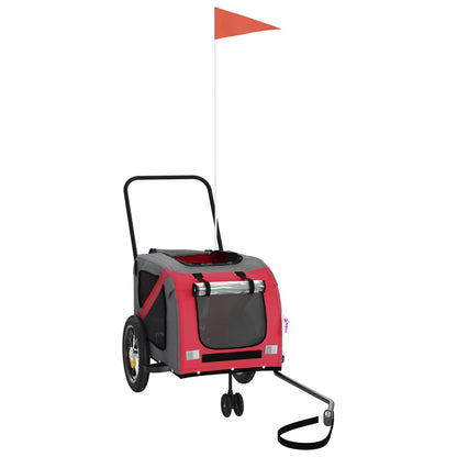 Remolque De Bicicleta Mascotas Hierro Tela Oxford Rojo Negro_2