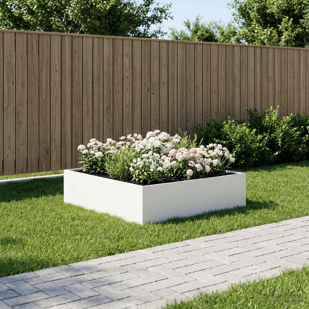 Macetero De Jardín Blanco 80 X 80 X 30 Cm_1