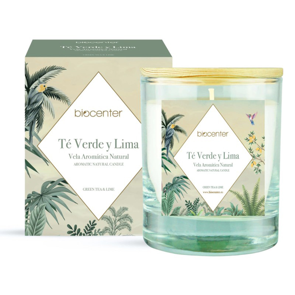 Vela natural Chá Verde e Lima - cera vegetal e óleos essenciais, Biocenter, 200 gr