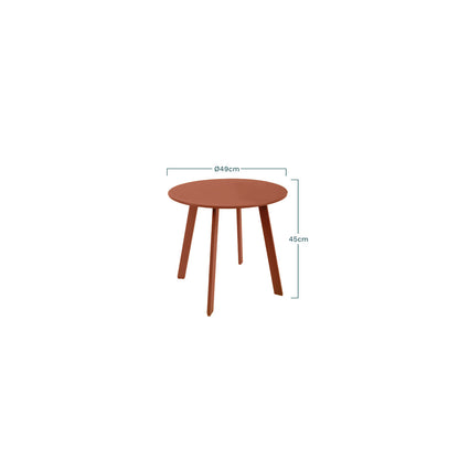 Terracota Epoxi Acero Mesa Auxiliar, Mesa De Jardín Redonda 49x45cm- Muebles De Jardín_3