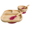 Conjunto De Refeição Para Bebé Em Bambu Natural Com Ventosa Antiderrapante 4 Peças Althea Living Vermelho Carmesim