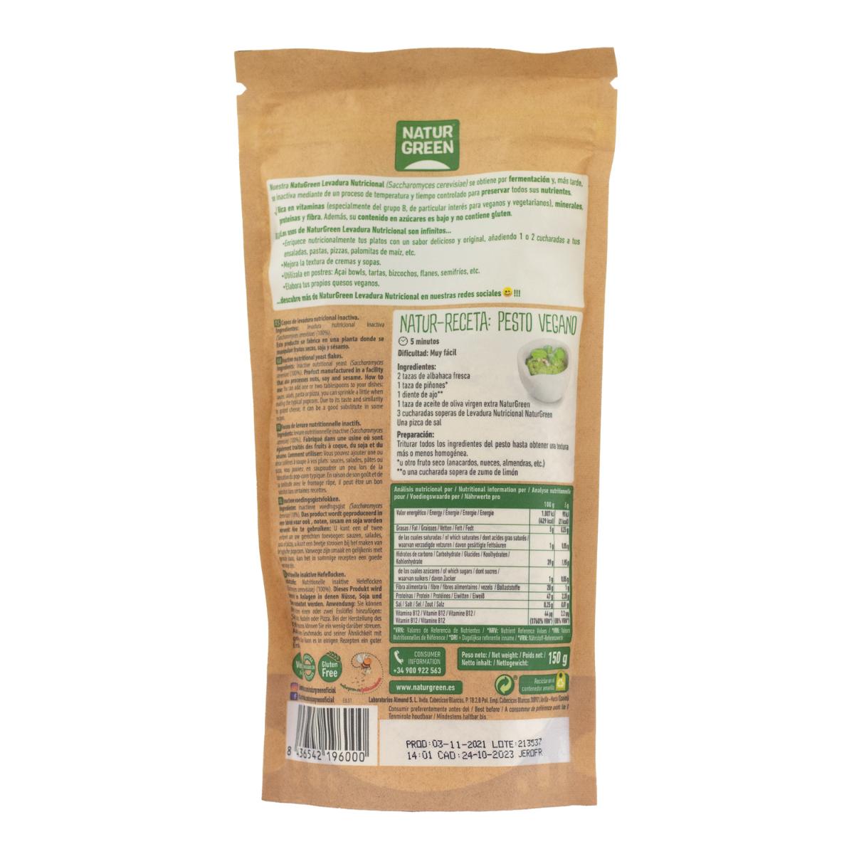 Levedura nutricional convencional em flocos NaturGreen 150 g