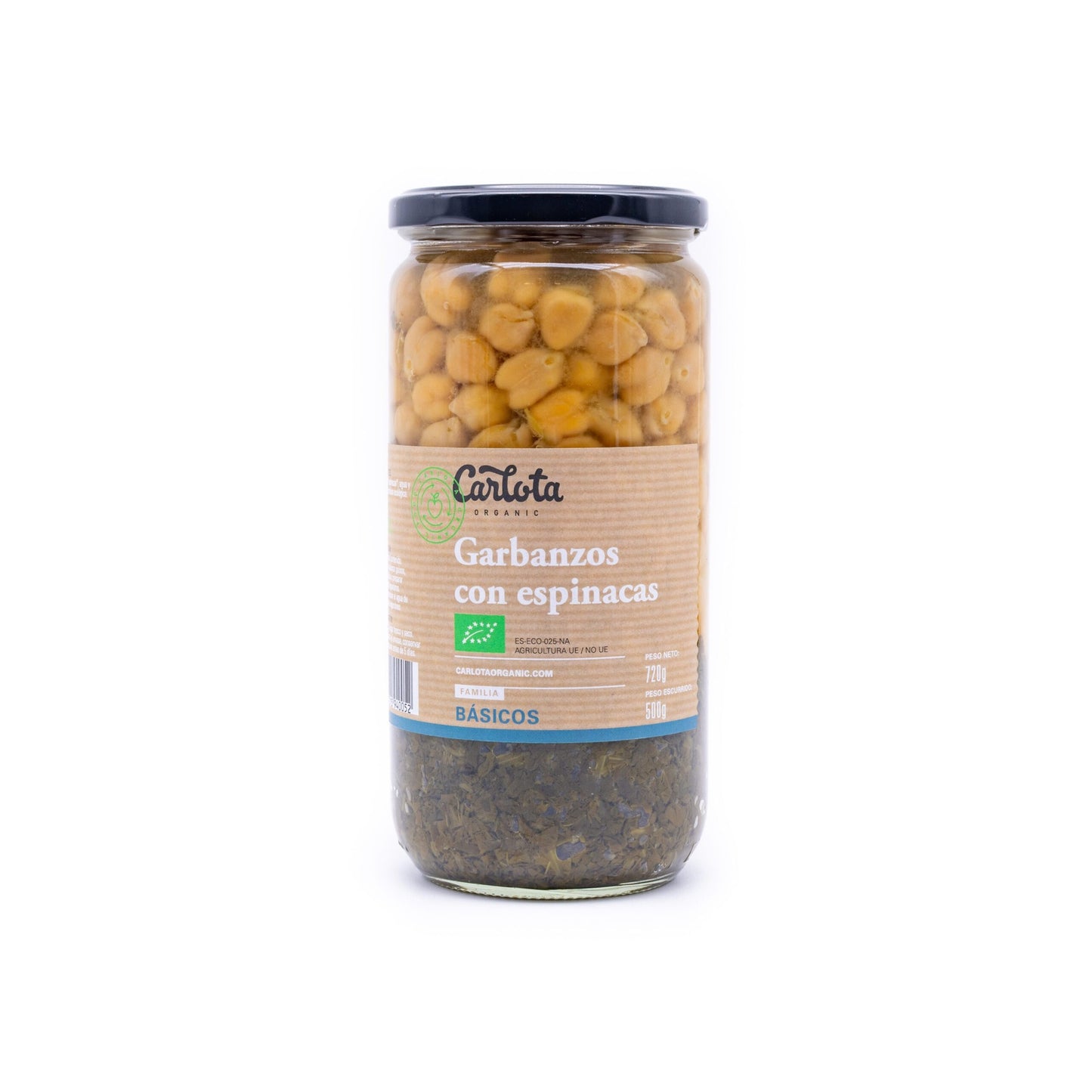 Grão de bico com espinafres Carlota 720 g