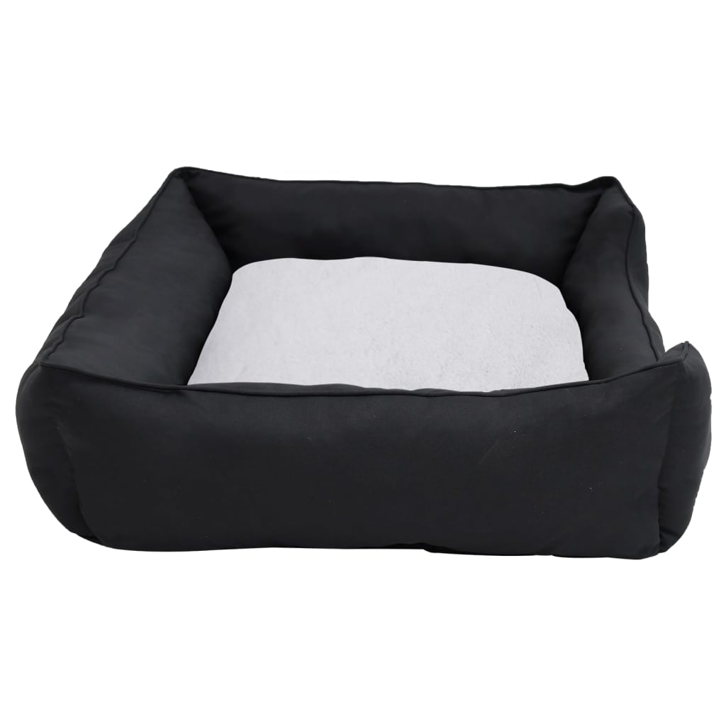 Vidaxl Cama De Perro Felpa Apariencia De Lino Negra Y Blanca_3