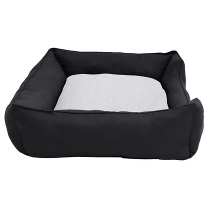 Vidaxl Cama De Perro Felpa Apariencia De Lino Negra Y Blanca_3