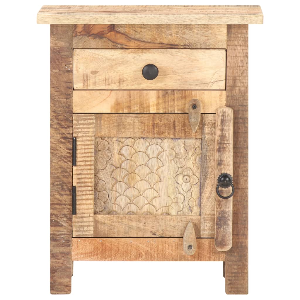 Mesita De Noche De Madera De Mango Rugosa 40x30x50 Cm_1