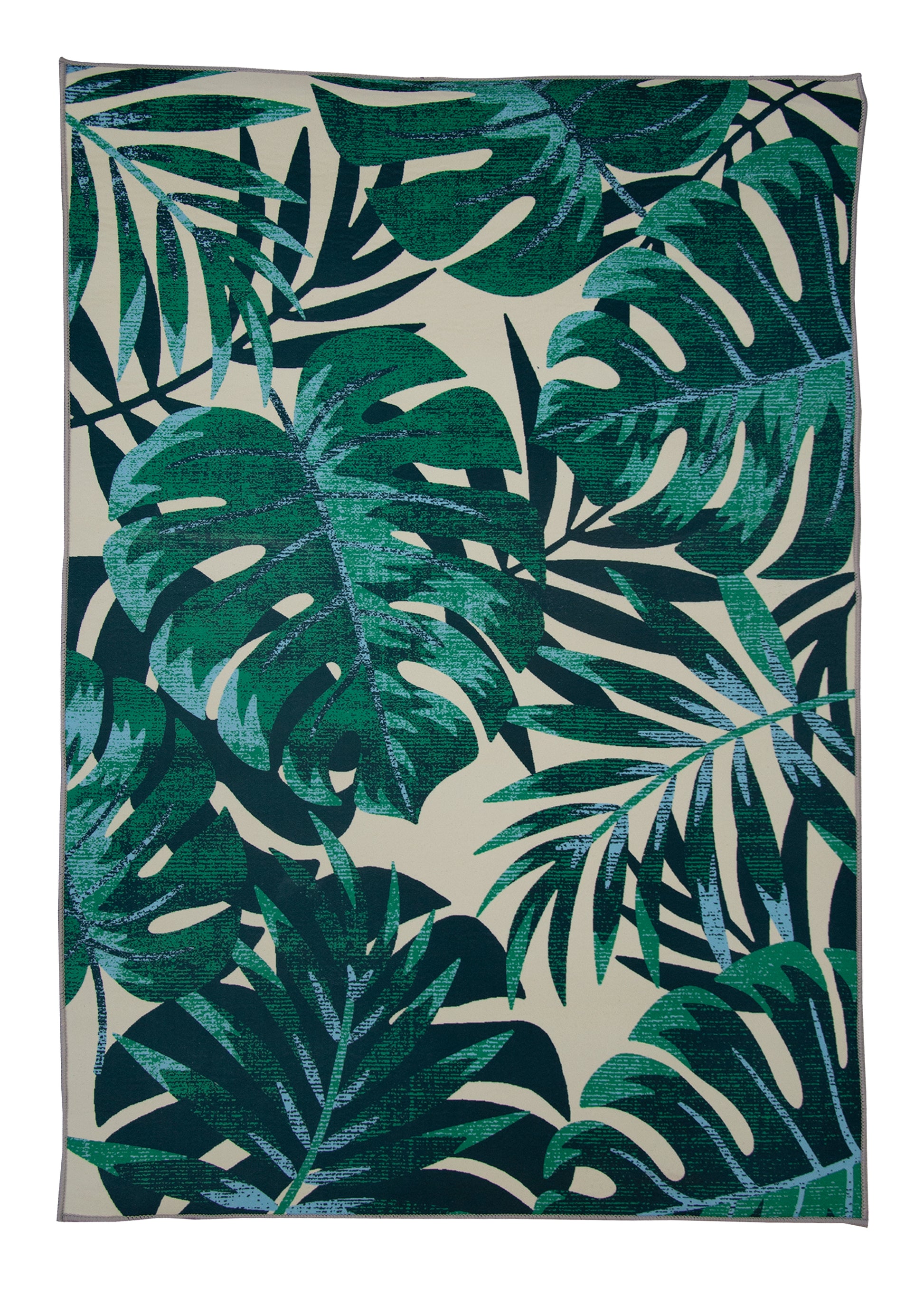 Alfombra De Sala, Sala De Terciopelo Suave Con Tropical Verde Beige Selva Hojas Patrón 80x120cm- Decoración- Muebles Para El Hogar_0