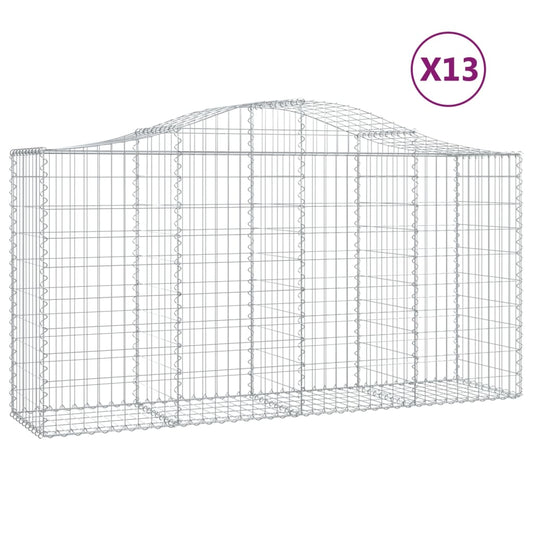 Cestas De Gaviones 13 Uds Forma Arco Hierro 200x50x100/120 Cm_0