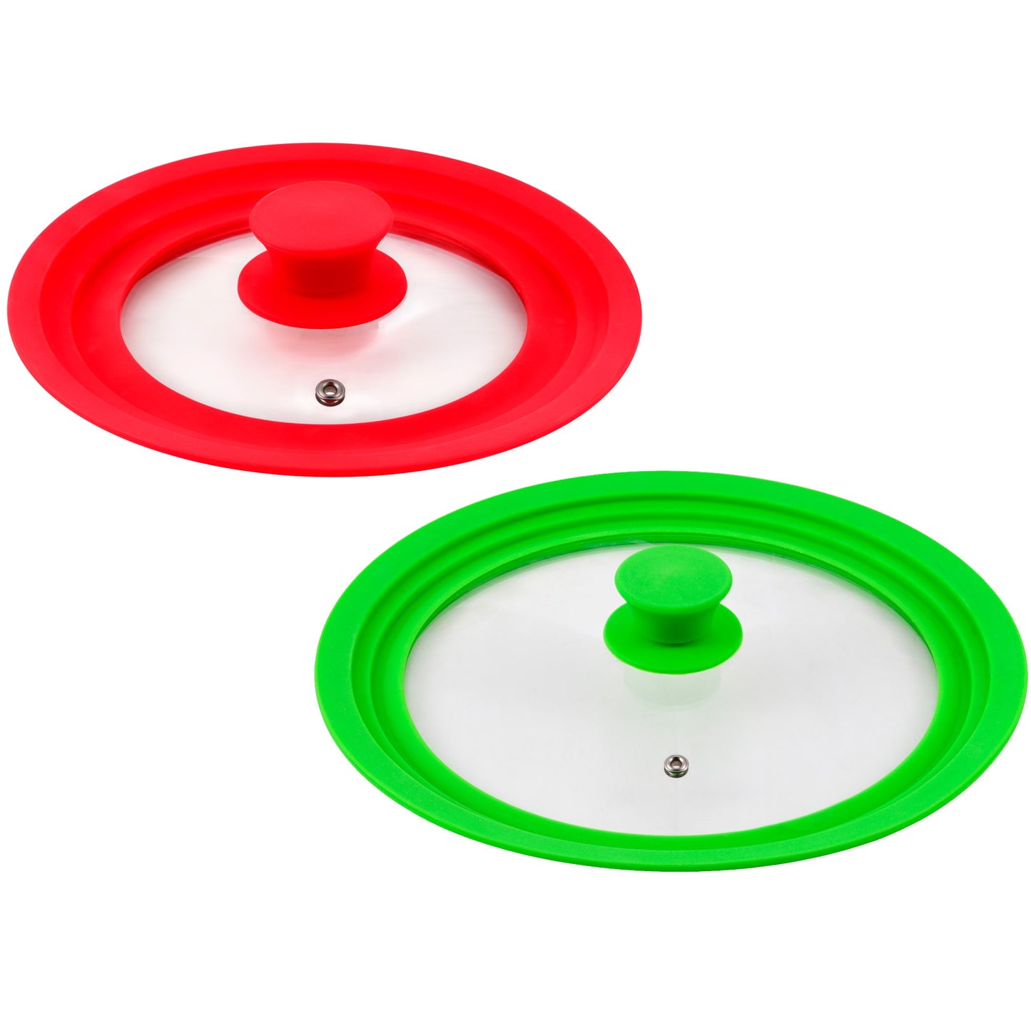 Pack 2 Tapas Universales De Vidrio En Color Rojo Y Verde_0