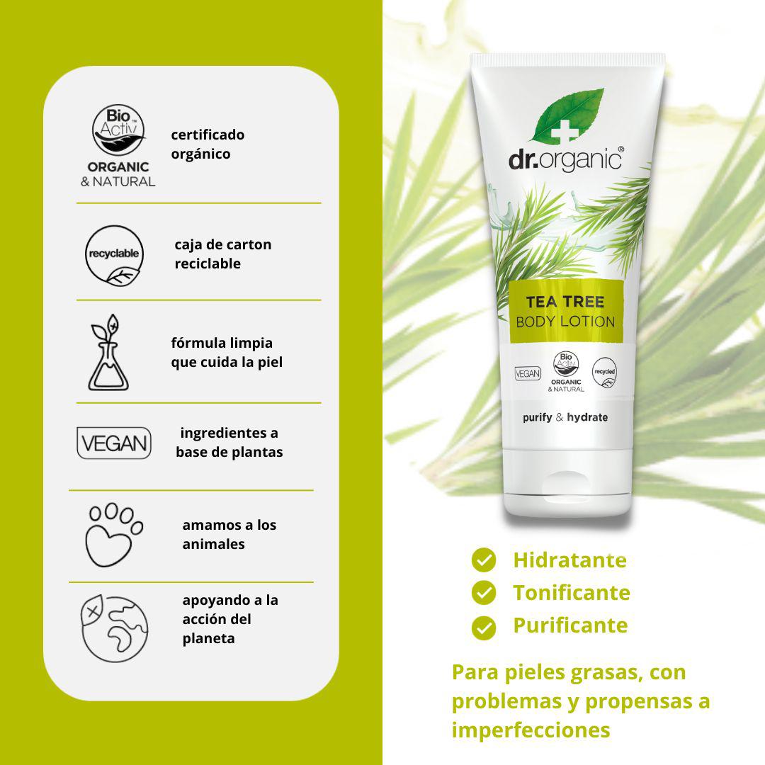 Loção de Árvore do Chá Biológica para a Pele Dr. Organic 200ml
