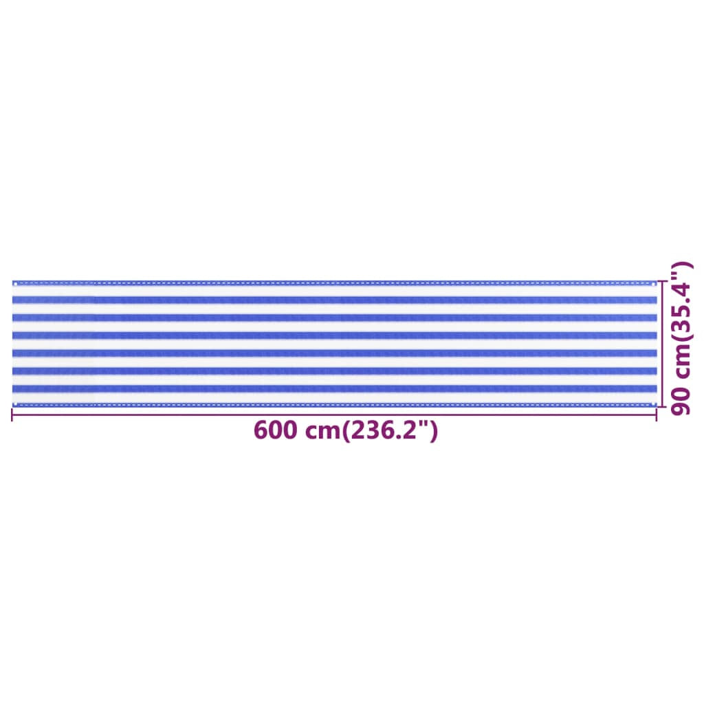 Vidaxl Toldo Para Balcón Hdpe Amarillo Y Blanco 90x600 Cm_4