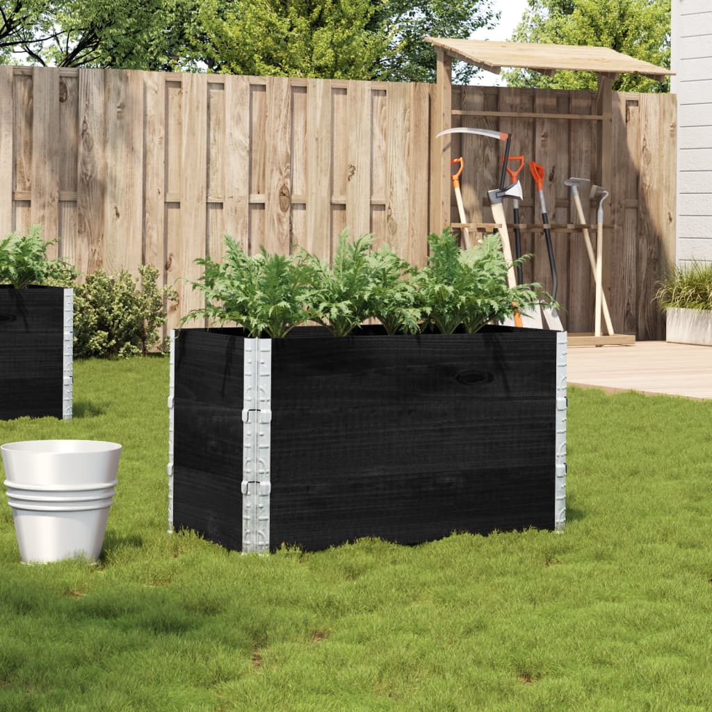Jardinera De Madera Maciza De Pino Negro 100x50 Cm_1