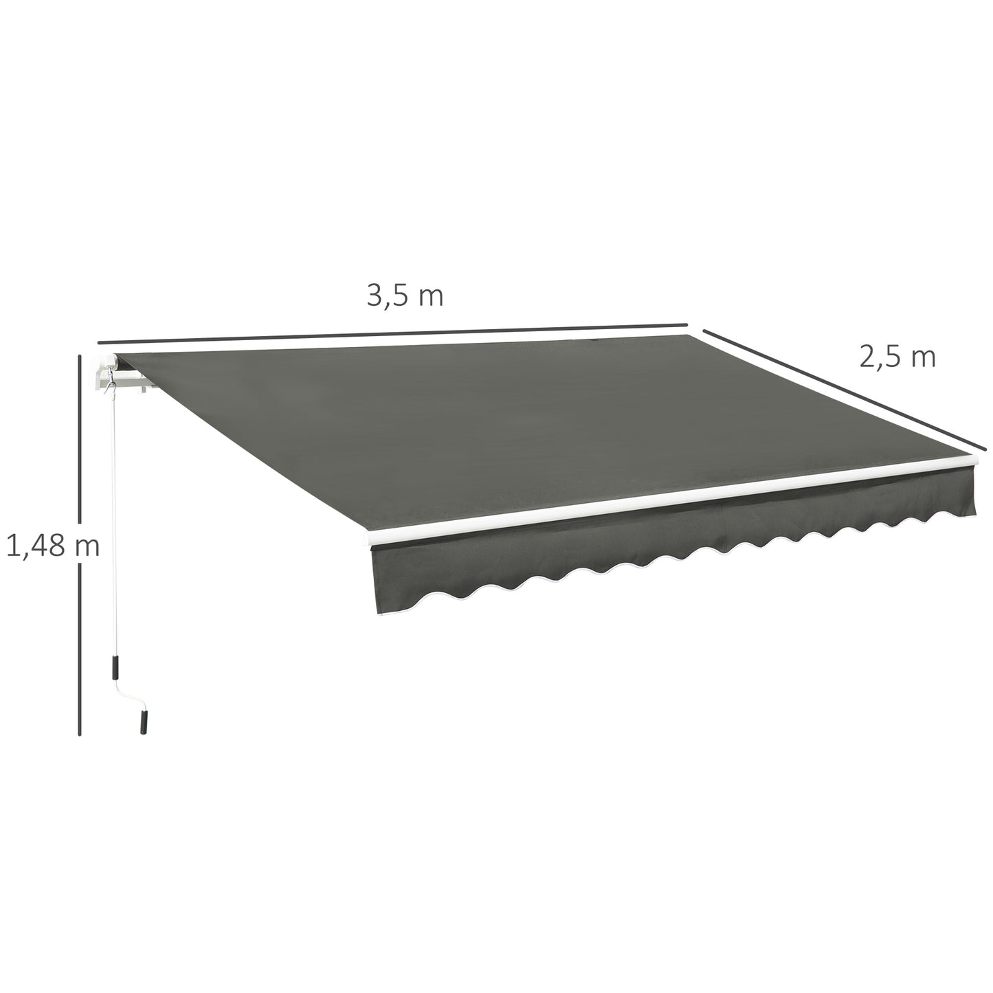 Outsunny Toldo Manual Plegable De Aluminio Con Manivela 3,5x2,5m Gris_2