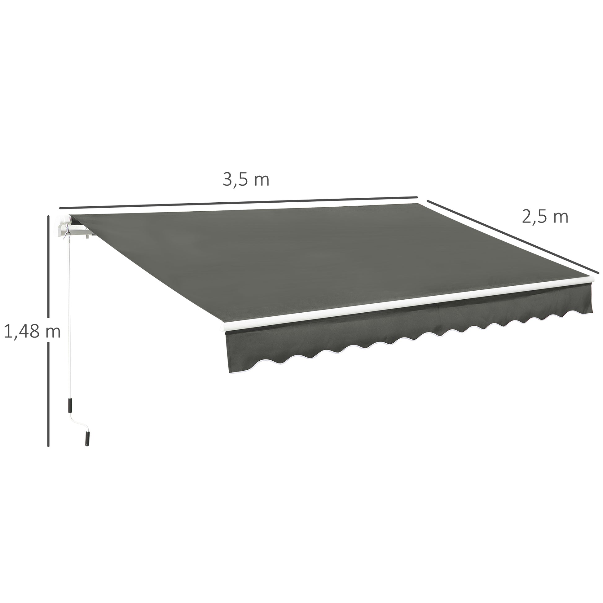 Outsunny Toldo Manual Plegable De Aluminio Con Manivela 3,5x2,5m Gris_2