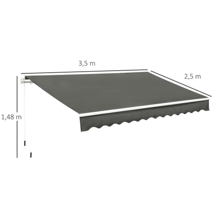 Outsunny Toldo Manual Plegable De Aluminio Con Manivela 3,5x2,5m Gris_2