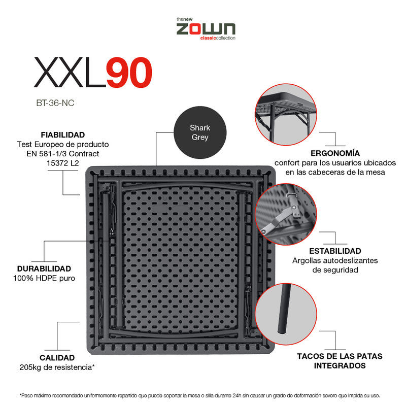 Zown Mesa Cuadrada Plegable Polietileno Para Eventos New Zown Classic Xxl90_5