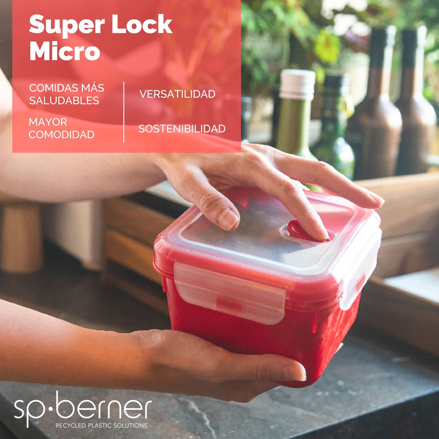 2x Herméticos Super Lock Micro 680 Ml. Aptos Para Cocinar Al Vapor En El Microondas, Ideal Transporte Y Almacenamiento De Alimentos, Cierre Clip_3